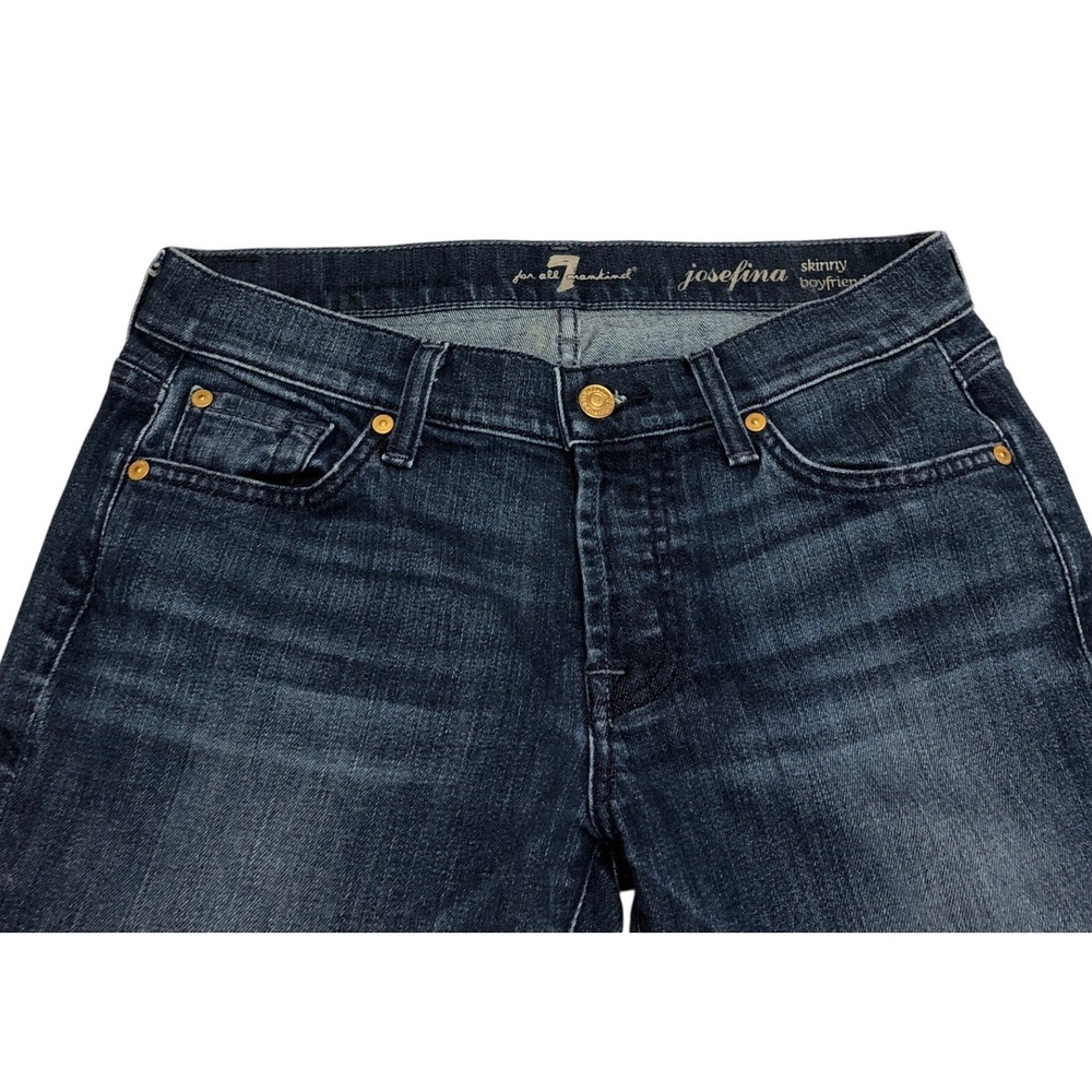 7 For All Mankind Josefina Skinny Boyfriend Jeans Womens 26 Button Fly Inseam 26 - Picture 9 of 11
